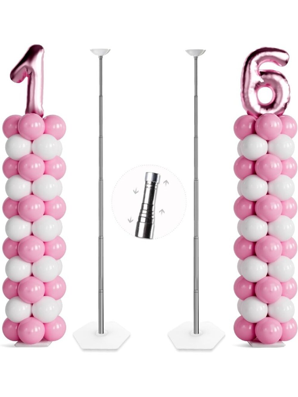 New Telescoping Balloon Stand Set of 2, 1.5-7FT Adjustable Height
